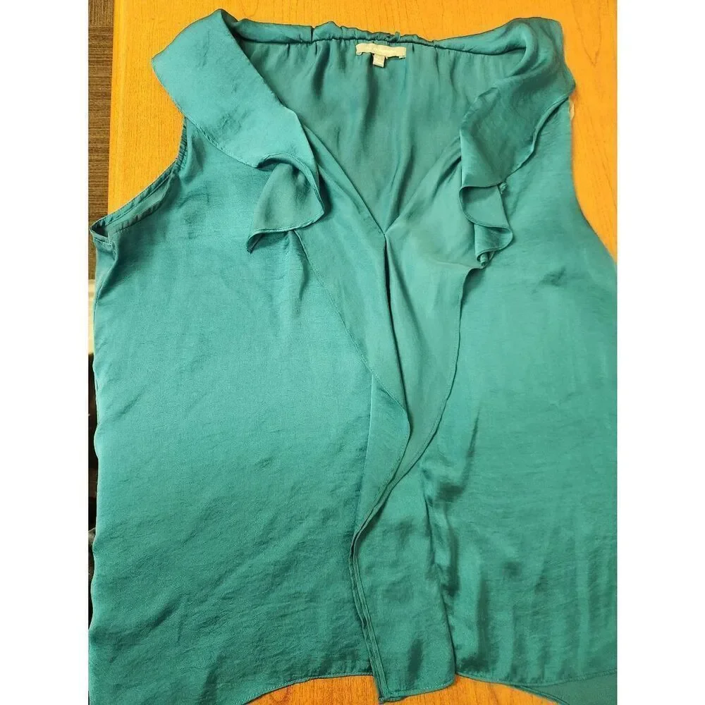 NY Collection XL Green sleeveless top with Ruffle (R)